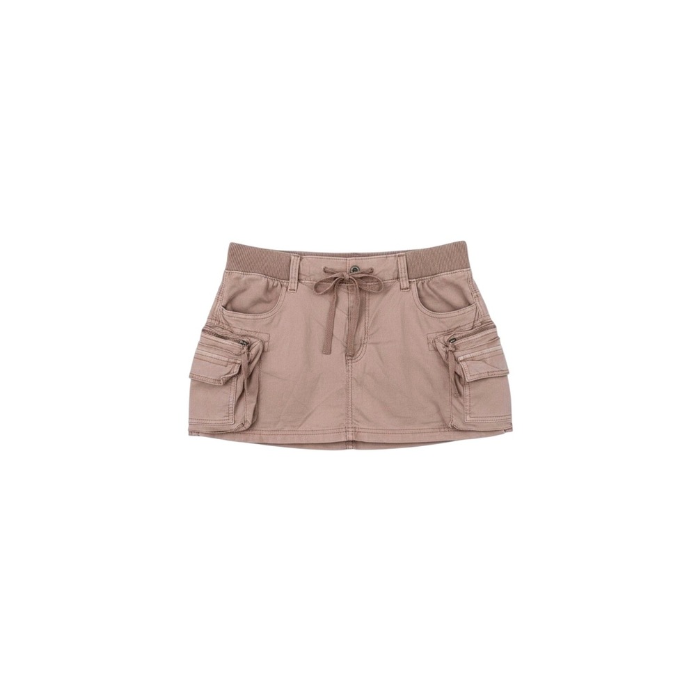 American Eagle Outfitters Tan Cargo Mini Skort Y2K Streetwear Cotton Pockets 8
